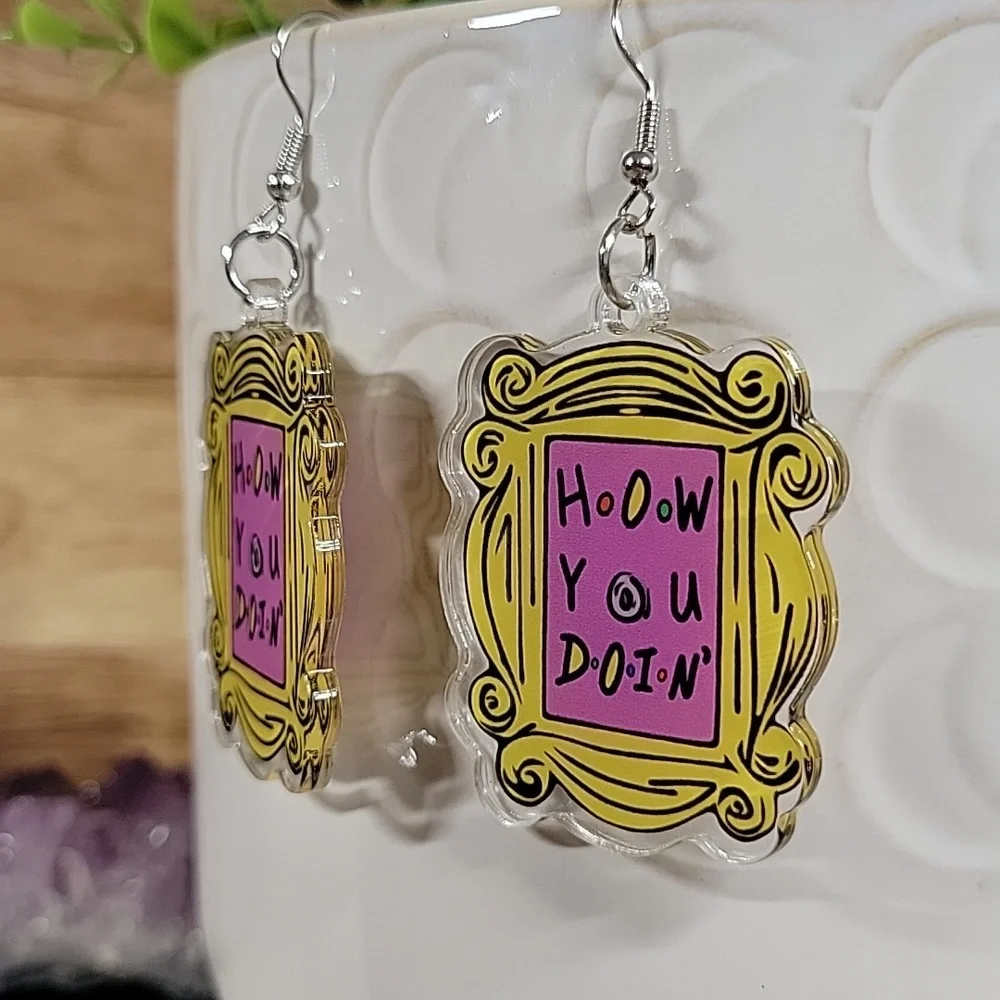 Friends Picture Frame Drop Earrings - Picture 4 of 6